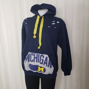 Michigan University custom made hoodie sweatshirt cut out ribbon size small
